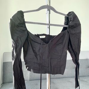 Black Long Sleeve Bustier Top